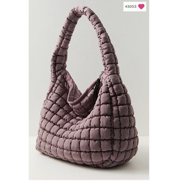 Free People Quilted Carryall Tote Bag in Oyster Mauve - Picture 7 of 9